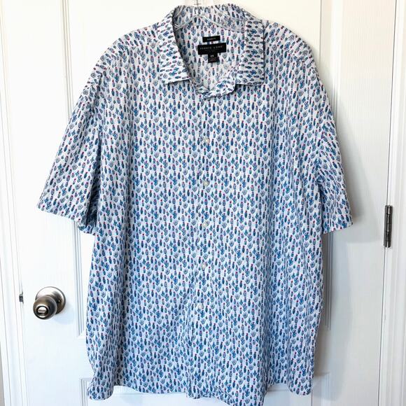 Pronto Uomo Mens 2X Button Down SS Cactus Print Camp Shirt Southwest Vacation - Picture 8 of 8